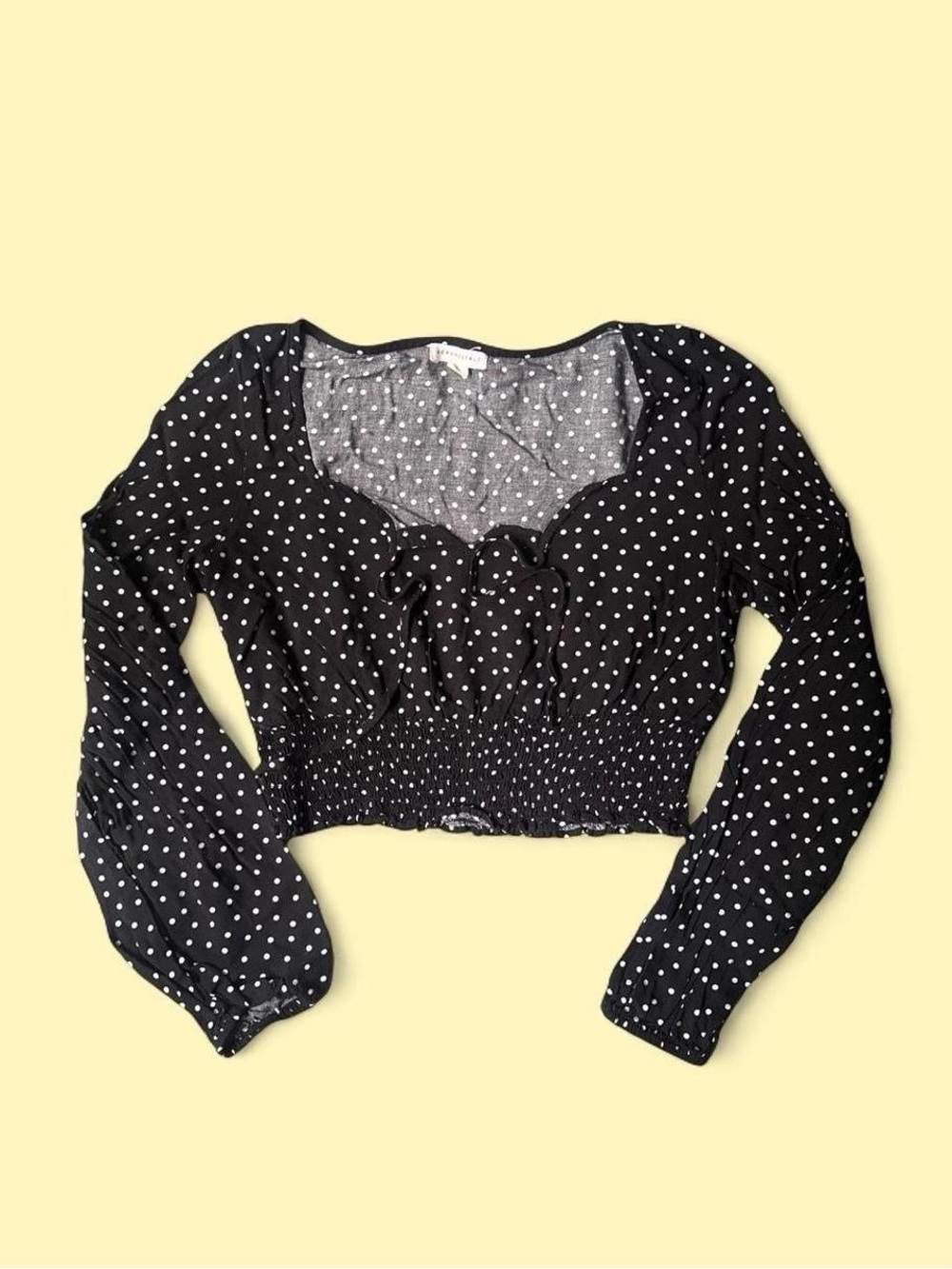 Aeropostale Polka Dot Long Sleeve Top Y2K Tie Front Size L